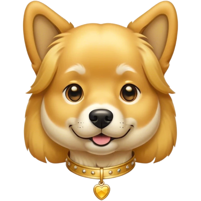 dog wearing a goldige emoji