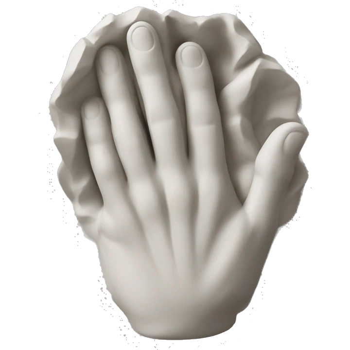 hands moulding on sculpture emoji