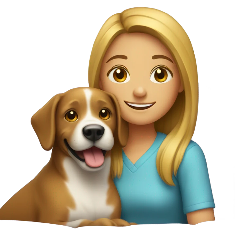 smiling girl with dog couch emoji