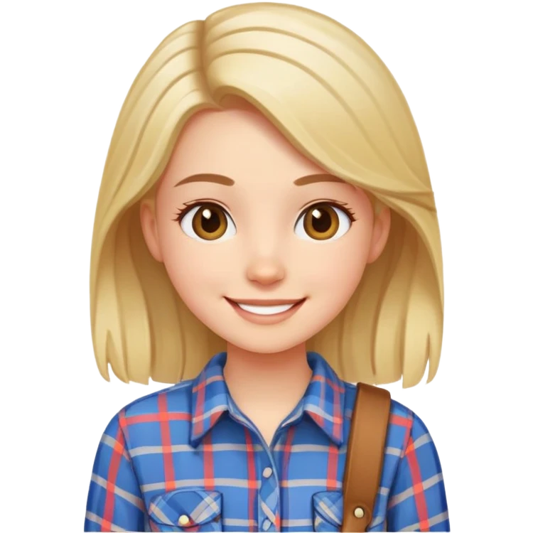 smiling girl in plaid shirt emoji