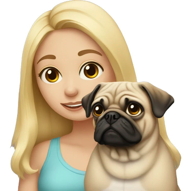 Blonde girl with a pug emoji
