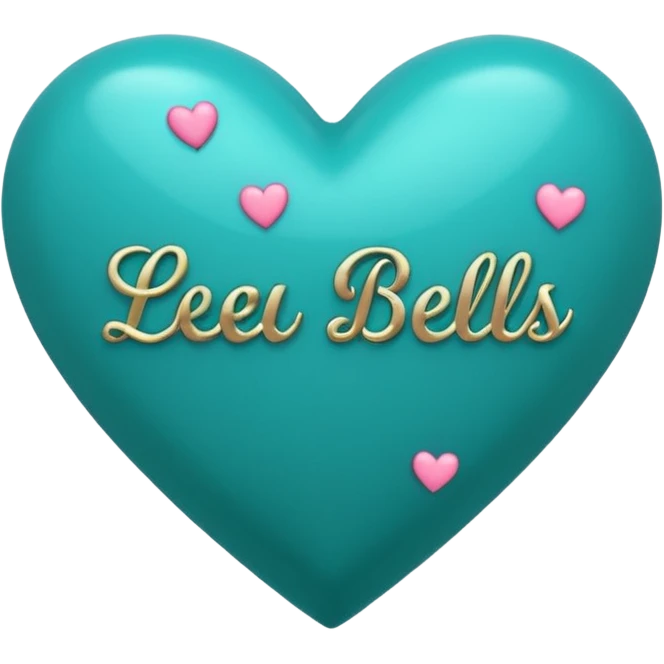 Teal heart with little hearts and Belles wording emoji