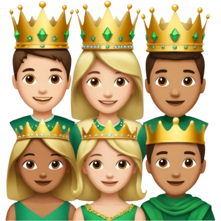 Several people with a crown that unites them with golden and green colours emoji