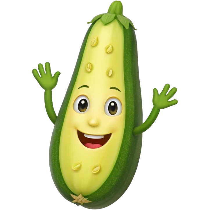 zucchini made out of pickle with a face emoji