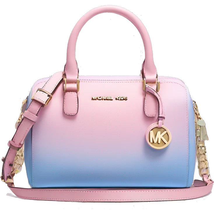 Realistic isolated pastel pink,pastel blue,bubblegum pink,and periwinkle ombre Michael Kors satchel purse.  emoji