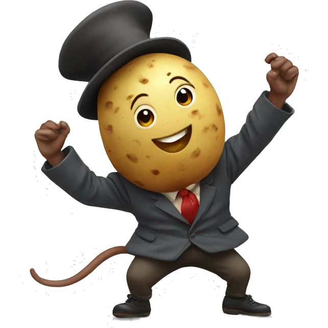 potato dancing with a rat emoji