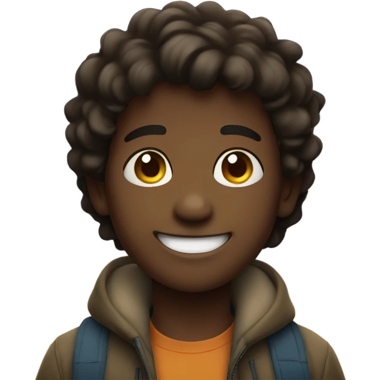 smiling boy outdoors at night emoji
