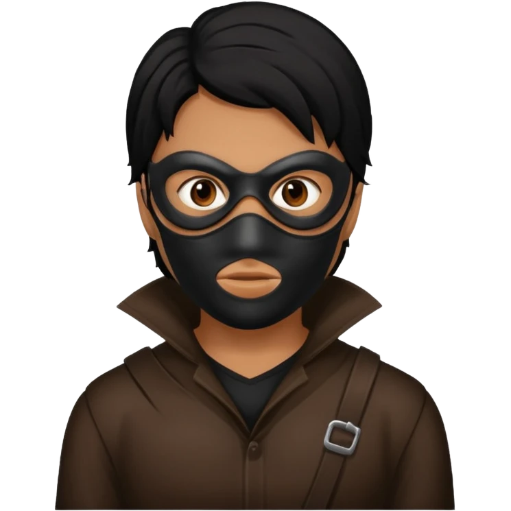 robber with brown skin, black hair emoji