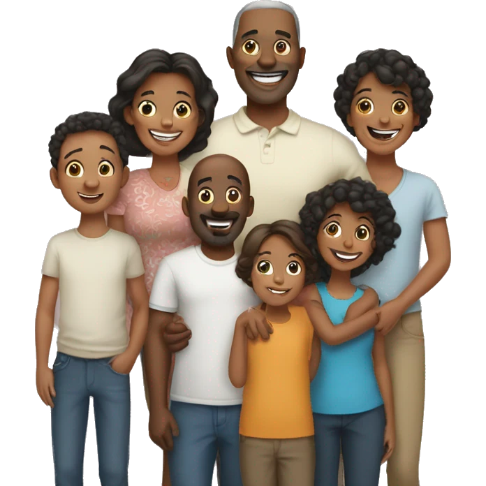 a happy big family of 7 members emoji