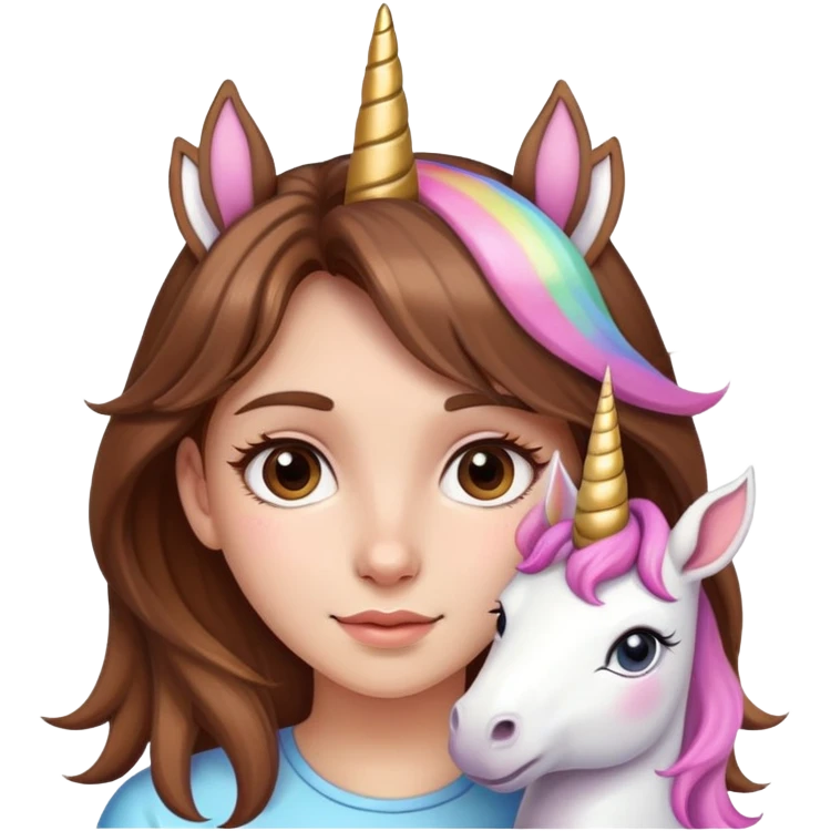 Brown hair girl with unicorn ears  emoji