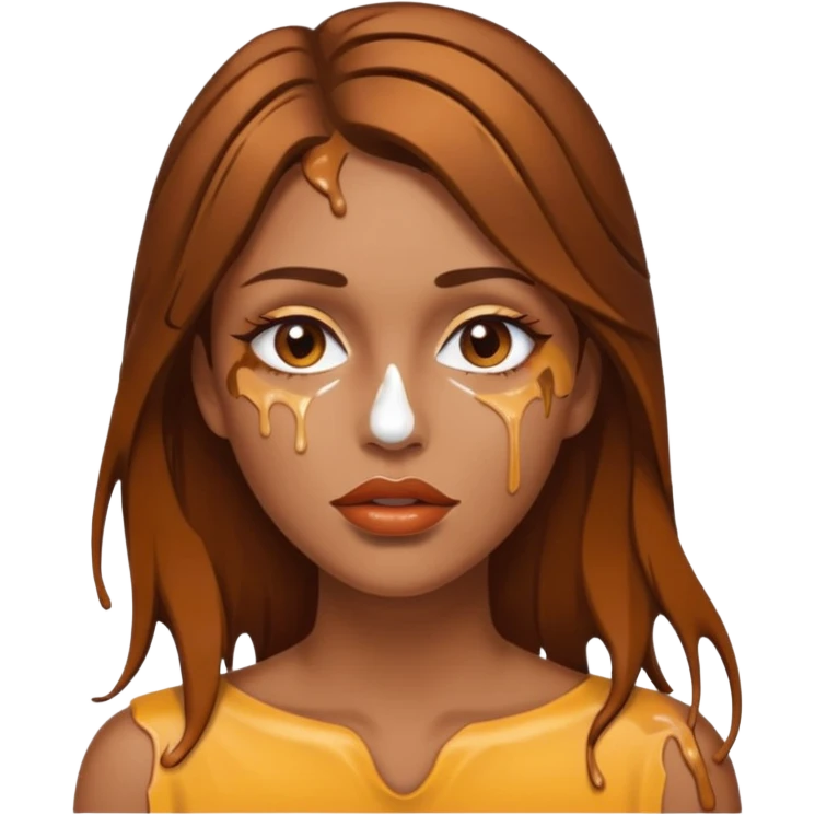 Brown Hair, Woman, white paint drip, face, hot, Sexy, lips emoji