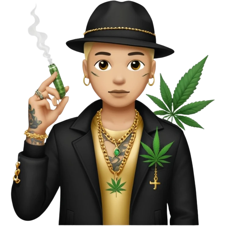 dealer white rom gang with cannabis on hand styler gangster emoji