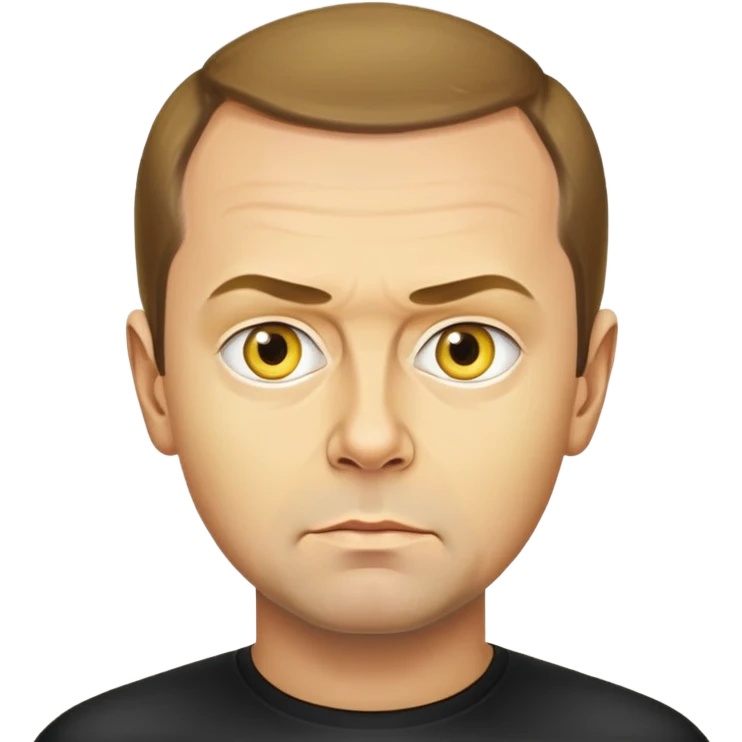 photorealistic portrait of Dmitry Medvedev as an emoji, round yellow face, very detailed and realistic, serious look emoji