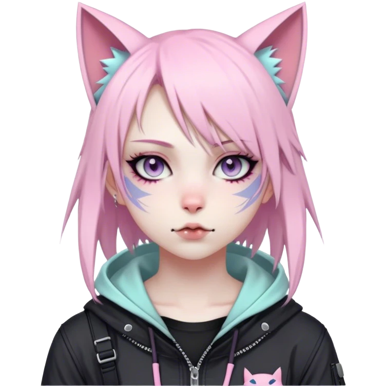 Edgy Cute Realistic Kawaii Cute Cool Pastel Cartoon Beautiful Elegant Pretty Anime Punk Techwear Gothic Catgirl emoji