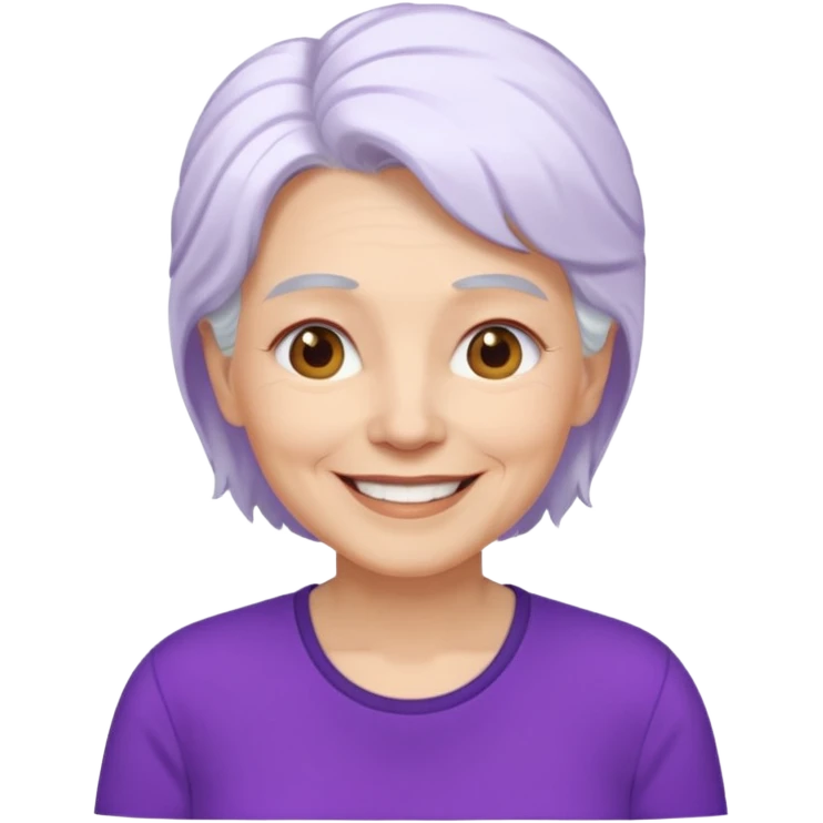 older woman with white hair...now add purple shirt  emoji