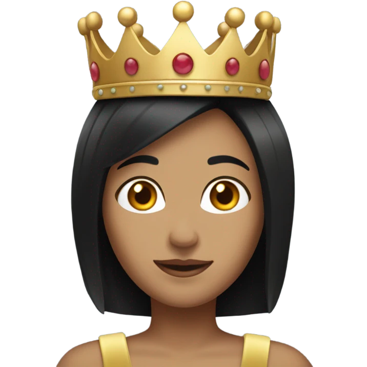 medium tone female with a bob haircut (black hair) wearing a queen's crown emoji