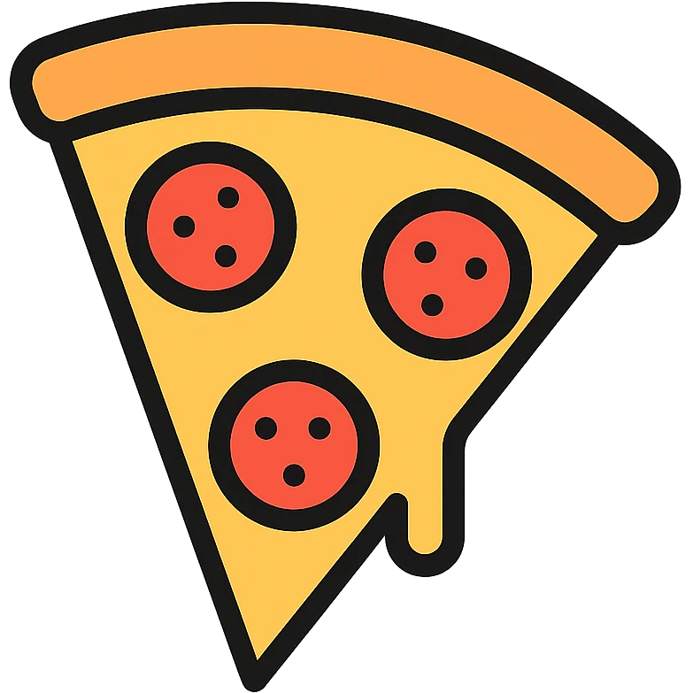 pizza slice with pepperoni color outline icon emoji