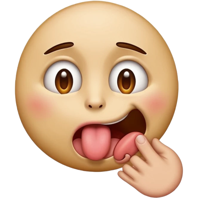 emoji choking itself with tongue out and looking up emoji
