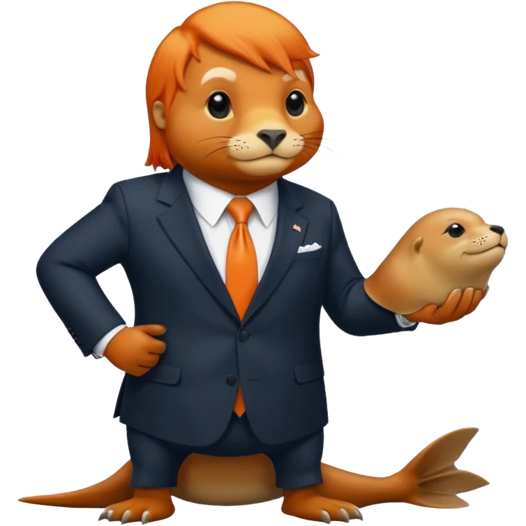 a sea lion eating donald trump emoji