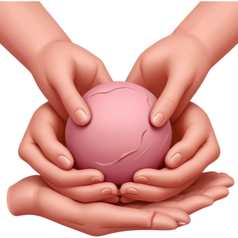 two hands kneading a small pink ball of clay in a prepping manner emoji
