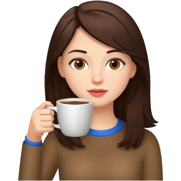 Brunette drinking coffee emoji