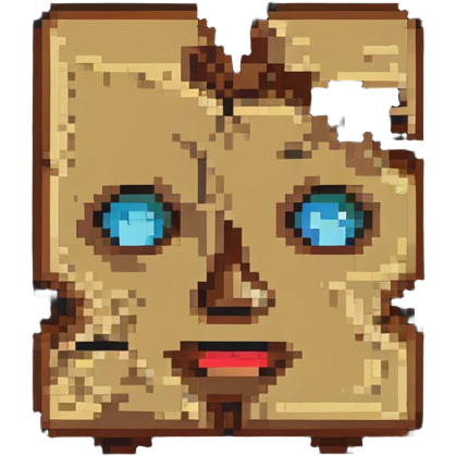 piece of wood with a face, simple and retro emoji