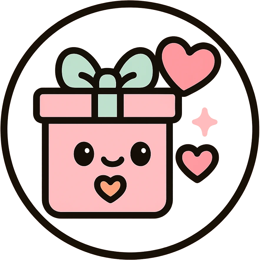 little alchemy style icon
subject: romantic gift
border: medium-black
shape: round, circular
background: white
style: full color fill with medium black outlining emoji