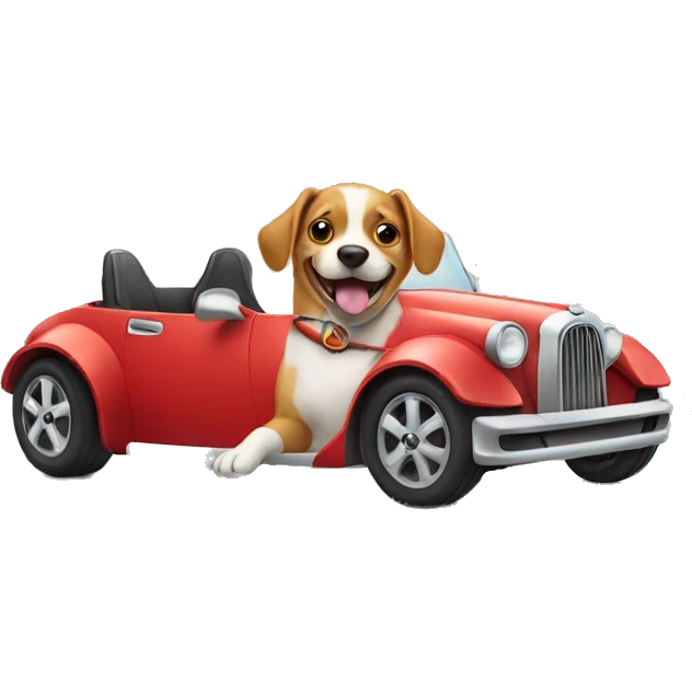 A dog driving a car emoji
