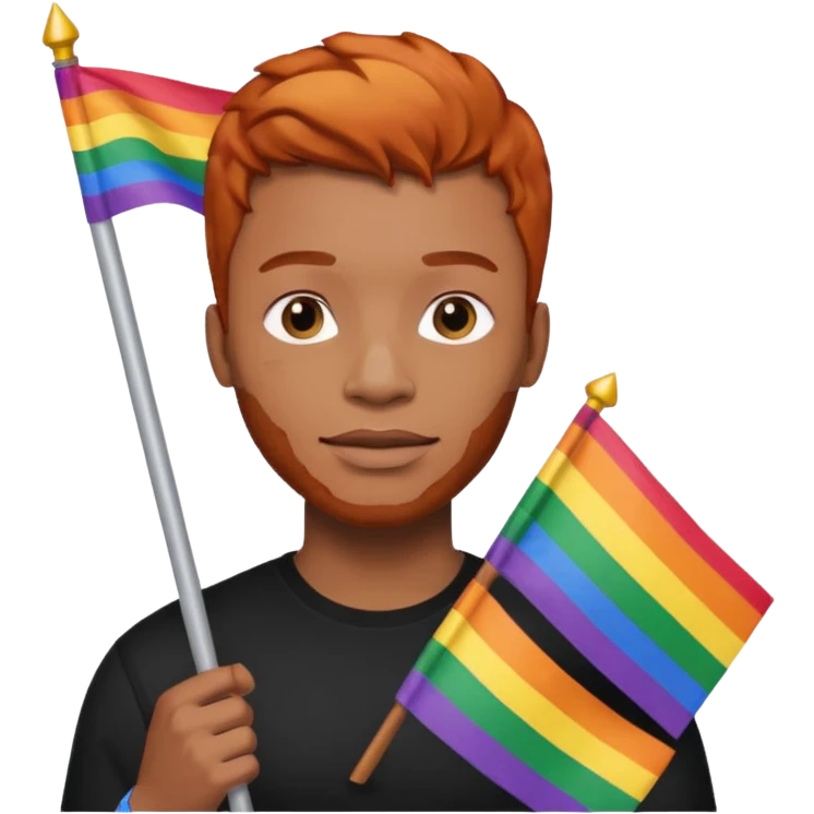 Black man with ginger hair and a pride flag emoji