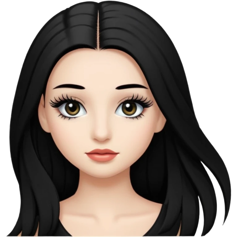 ragazza truccata con le ciglia finte con i capelli neri lunghi emoji