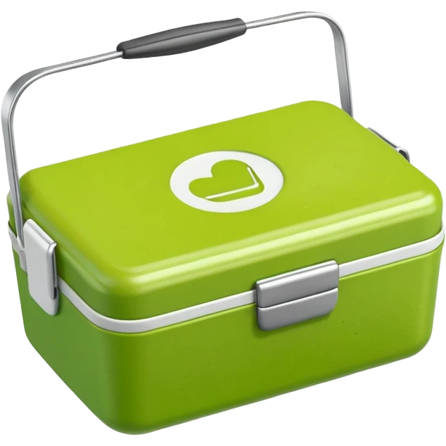 A small green empty lunchbox and a wipe emoji