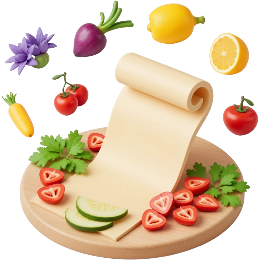 Floating Ingredients Around a List (with Transparent Background) emoji