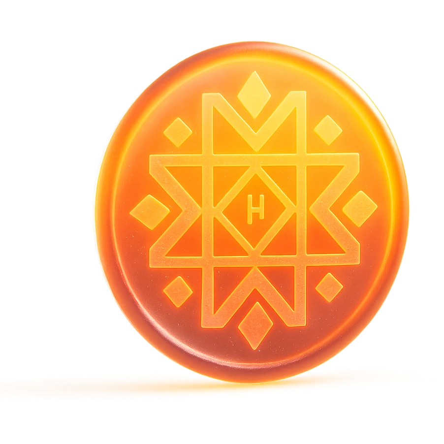Can you please render an image of a digital artwork with a dreamy, cosmic aesthetic. Make it glowing small circle logo that’s attached in the image and that radiates warm colors—yellow, orange, and magenta. Make the image 3D and look more like an artistic glassmorphism type. Make the image look HD and quality  emoji