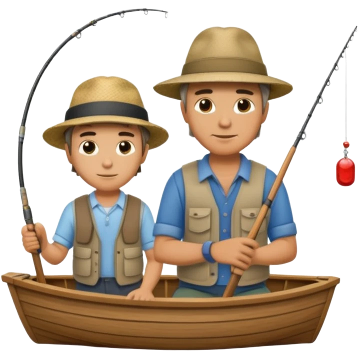 Father and son fishing on a boat emoji