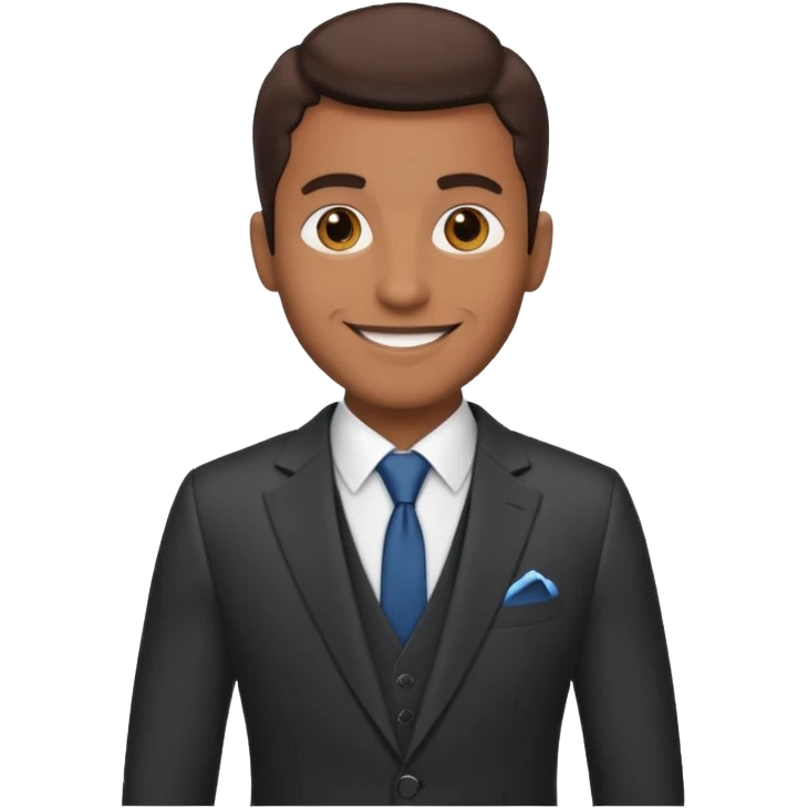 brown man wearing suit emoji