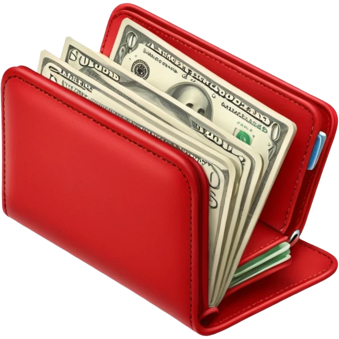 Red wallet with dollars emoji