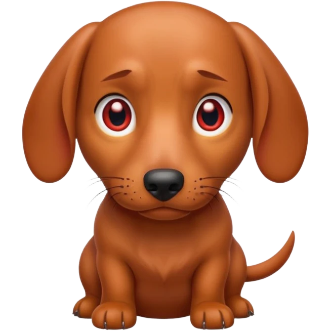 Create an angry dachshund with angry eyes and a little red face emoji