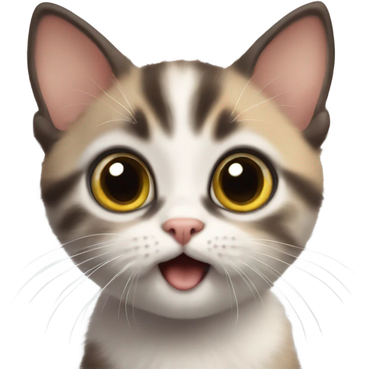 Kitten with huge eyes looking up at the camera in shock emoji