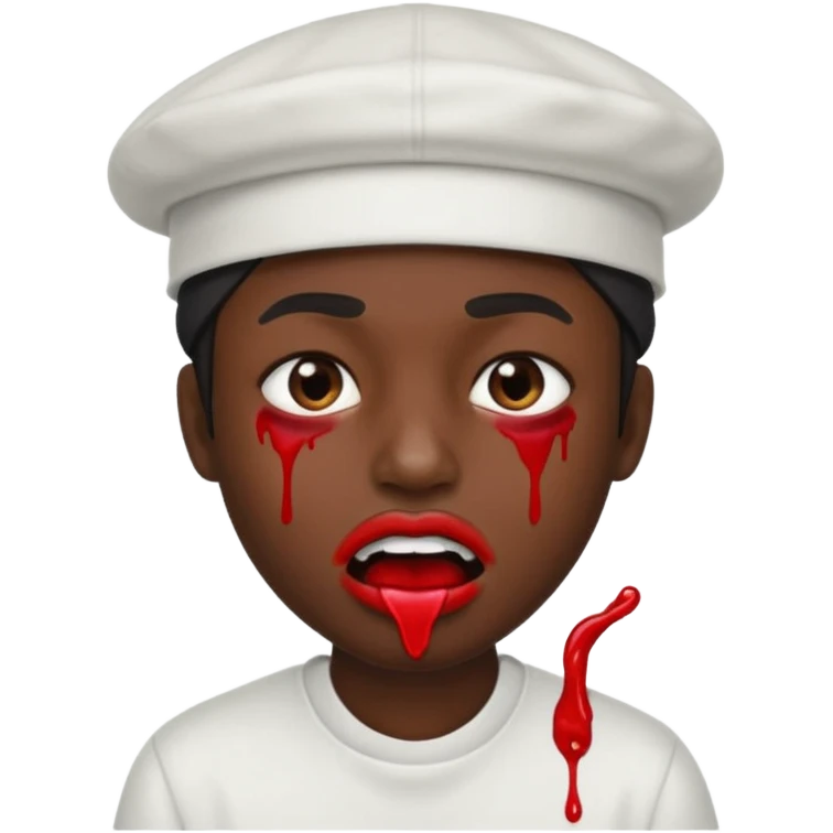 Creme un emoji con gorra hacia tras como cholo con su boca sangrada emoji