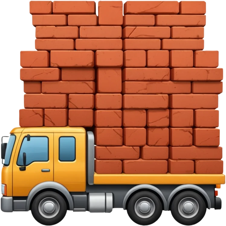 A truck with a huge amount of bricks emoji