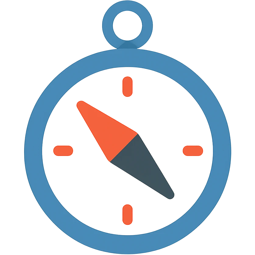 compass, flat color icon style, minimal and bold emoji