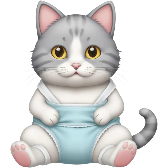 cat sitting in a diaper emoji