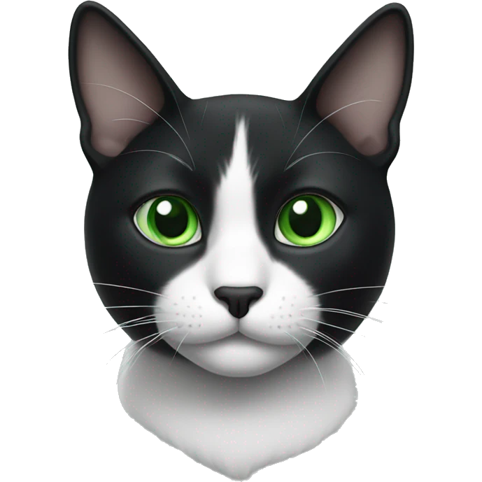 Black and white cat and green eyes  emoji