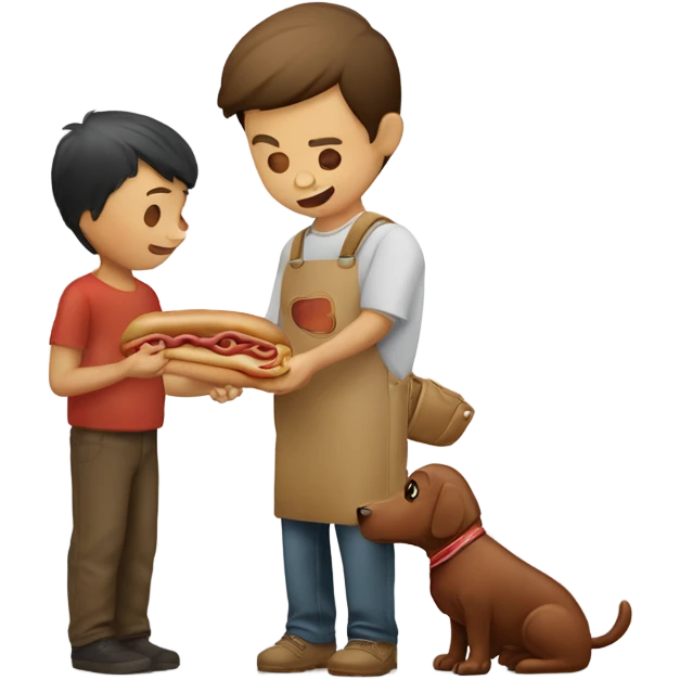 Niño cargando a Perro salchicha café  emoji