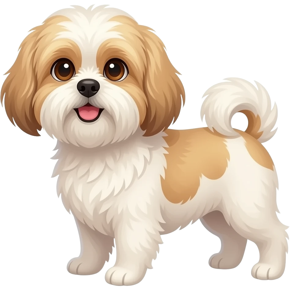 lhasa apso male dog and a blonde woman with brown eyes emoji