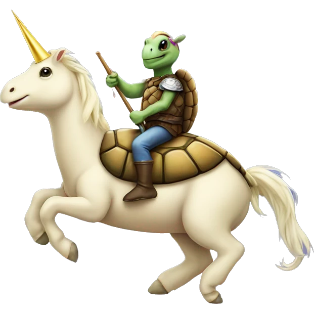 Turtle riding a unicorn  emoji