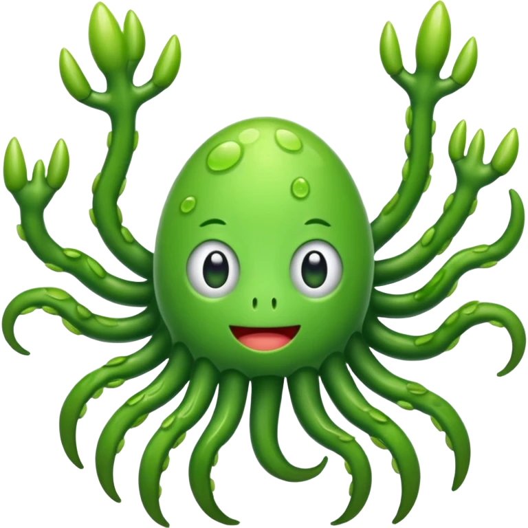 green germs emoji with many limbs emoji