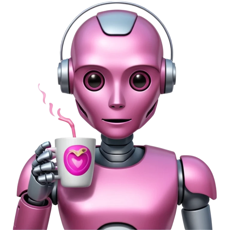 robot drink pink coffee emoji