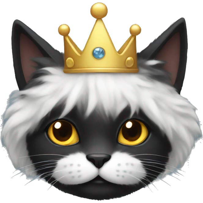 Black fluffy cat in a crown emoji
