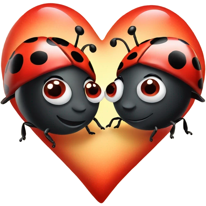 Two lady bugs and a heart  emoji